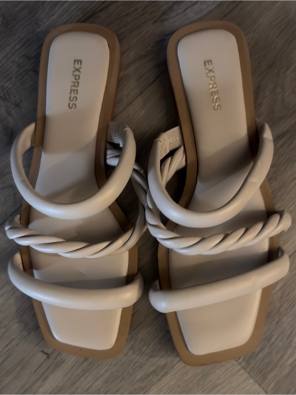Express Cream Twisted-Strap Slide Sandals
